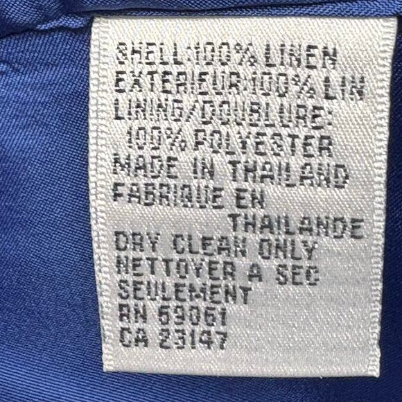 VTG Talbots Petites Irish Linen Blazer Royal Blue Lined Pockets Women’s 14P - Picture 8 of 8